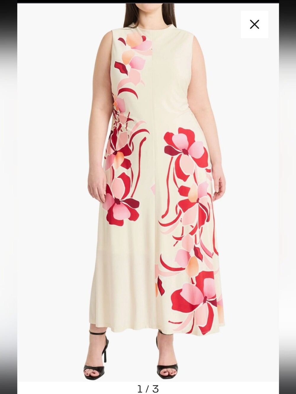 Maggy London Mock Neck Sleeveless Midi Dress In Cream/ Rose